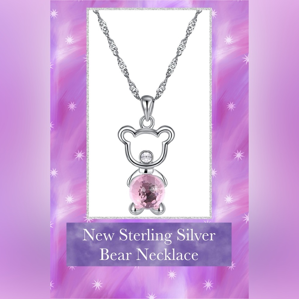 New Sterling Silver Bear Necklace